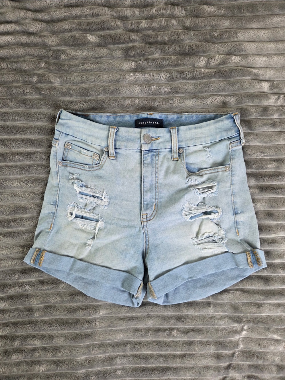 Aeropostale Light Blue Distressed Denim Shorts